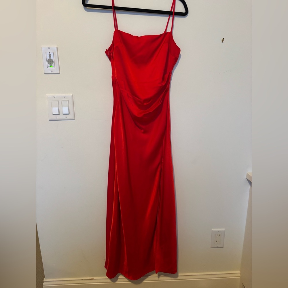 ASTR the label red satin/silk maxi dress!